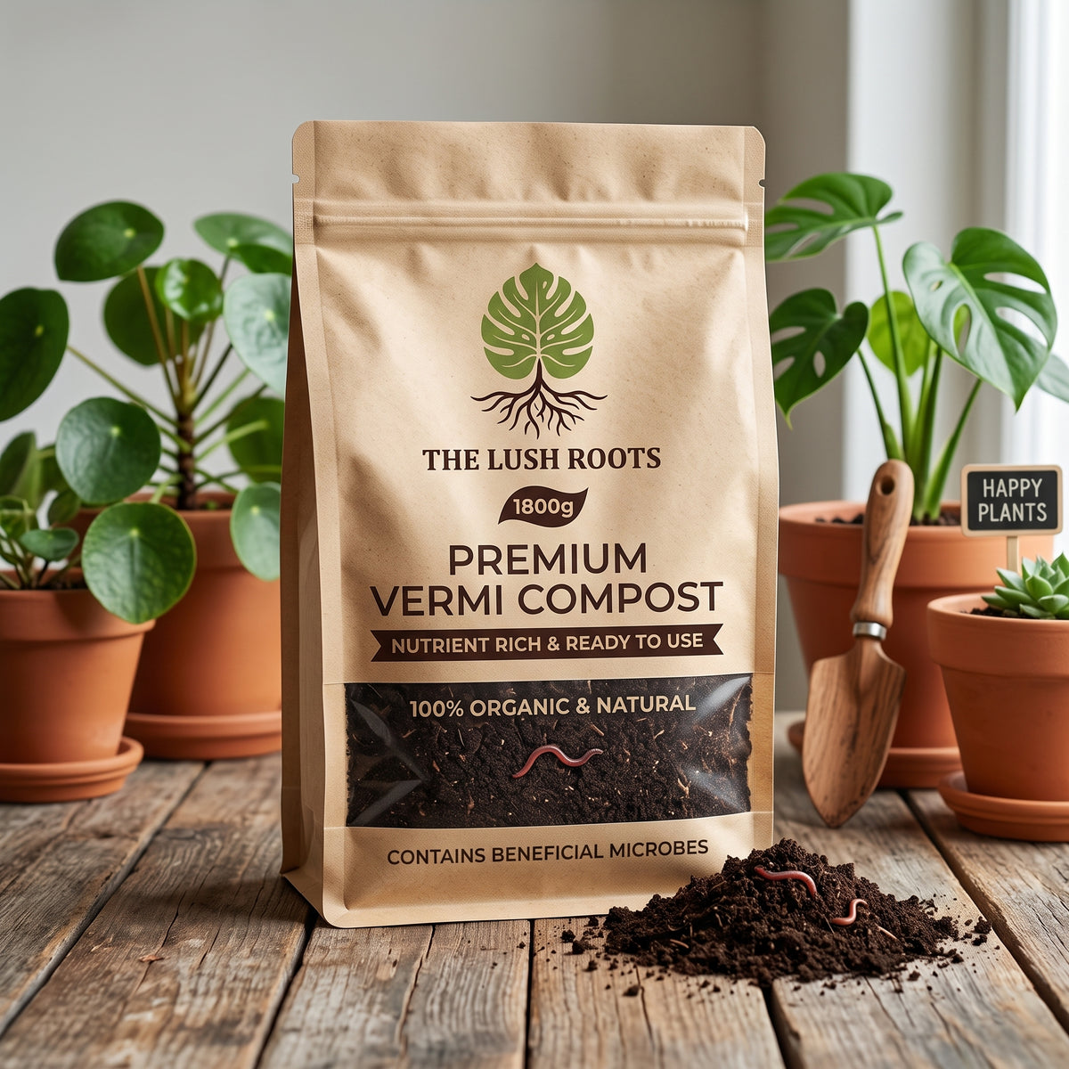 Pure organic vermicompost 1.8kg pack for indoor plants and kitchen gardens in Pakistan