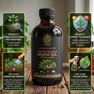 Cold-pressed neem oil that mixes instantly in water for aphids, mealybugs and spider mites by Lush Roots