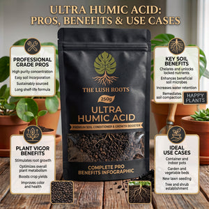 Soluble potassium humate humic acid powder for potting mix by Lush Roots