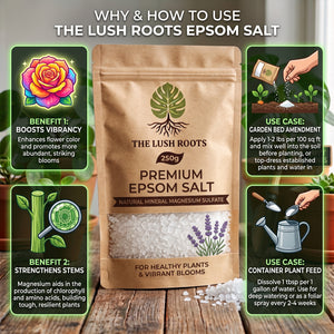 Pure magnesium sulfate Epsom salt foliar spray and soil booster by Lush Roots
